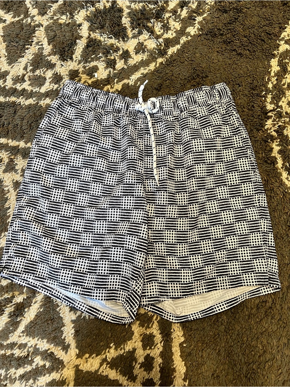 Men’s George Black/White Geometric Patterned Swim Trunks